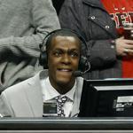 Celtics guard Rajon Rondo spent the first half of Monday’s game working as the analyst on Comcast’s broadcast of the game.